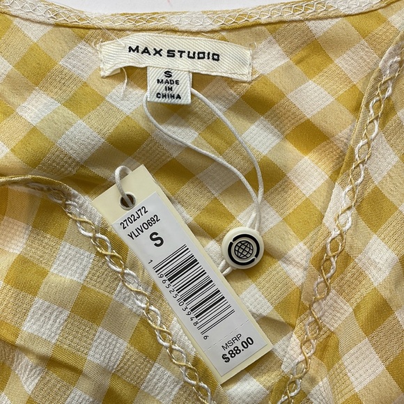 Max Studio Ruffle Gingham Print Top - Picture 5 of 5